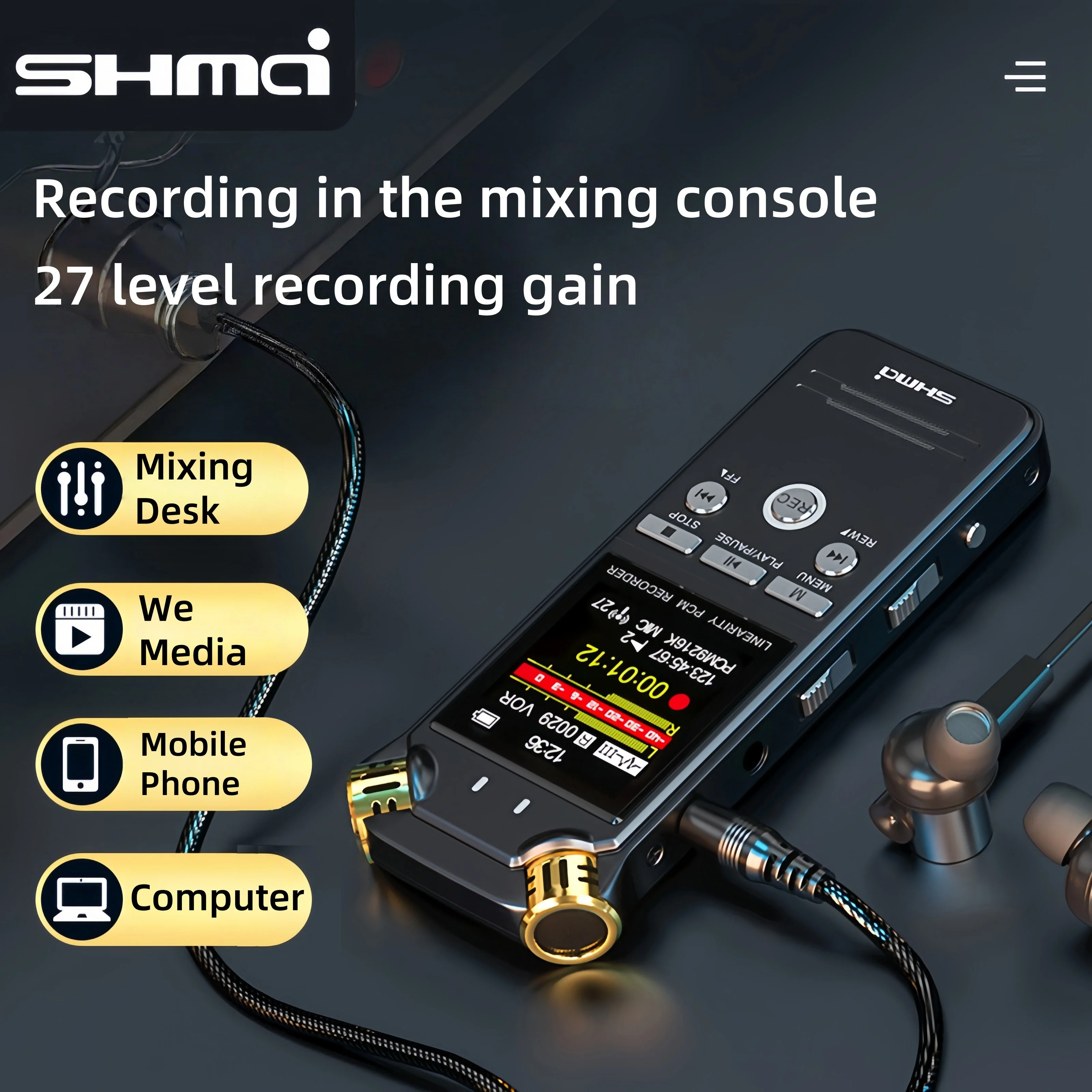 Professional Mini High Quality PCM Audio Dictaphone Dual Microphones Digital Voice-Activated USB Recorder Pen