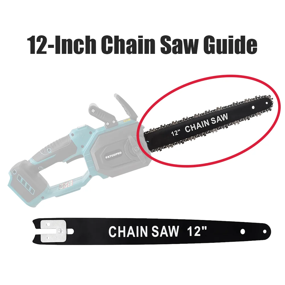 patuopro-12インチ電動チェーンソー用ガイドバー1個、金属製チェーン、12インチチェーンソーガイドとチェーン電動工具部品の交換用
