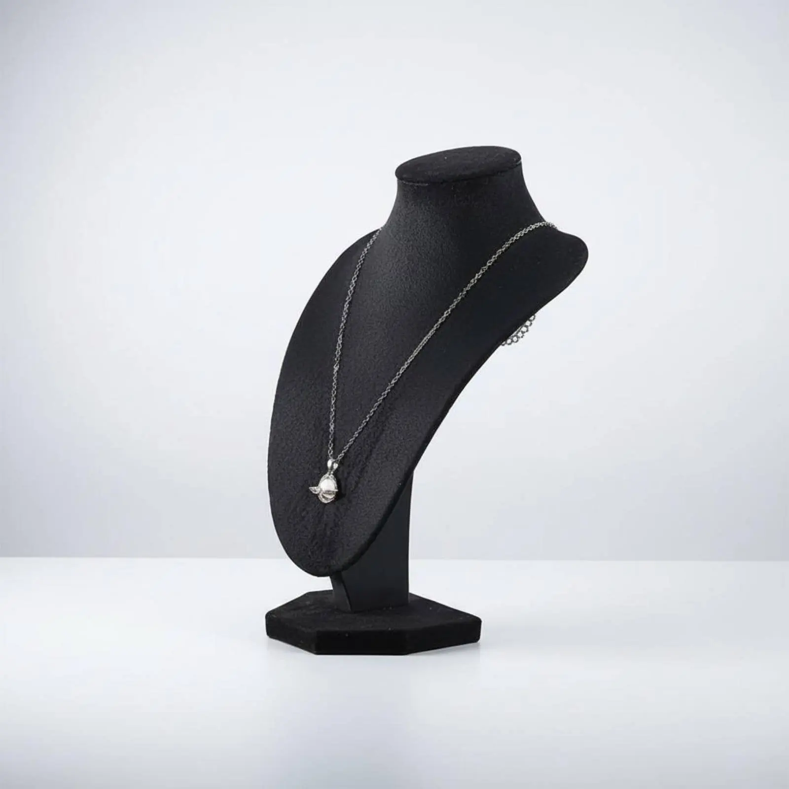 Necklace Bust Premium Look Faux Leather Necklace Bust Neck Form Display Stand Removable Base Sturdy for Retail Counter, Showroom