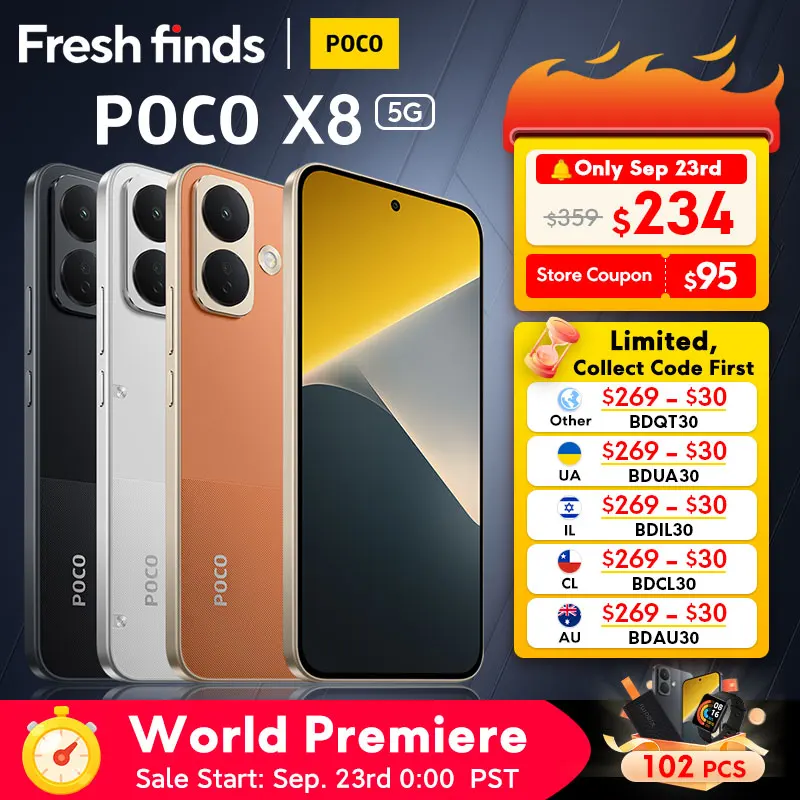 【World Premiere】POCO X8 5G Smartphone Global Version Snapdragon® 6s Gen 4 8340mAh 67W Charging 6.83" 1.5K 120Hz Display 50MP NFC