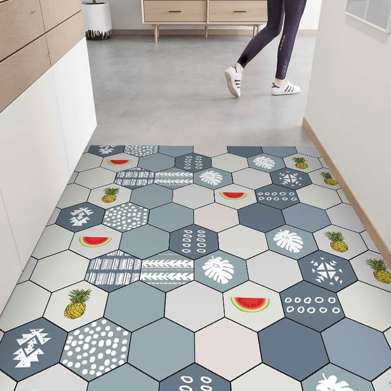 Entry Door Mats PVC Leather Non-slip Rugs Large Area Balcony Carpets Home Bathroom Rug Kitchen Waterproof and Oil-proof Carpet