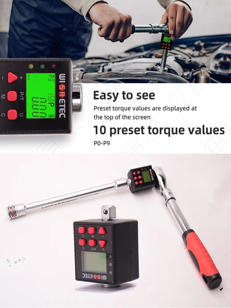 Digital Torque Meter 0.1-340 N.m Adjustable Torque Meter Adapter Professional Electronic Torque Wrench Universal Repair Tools