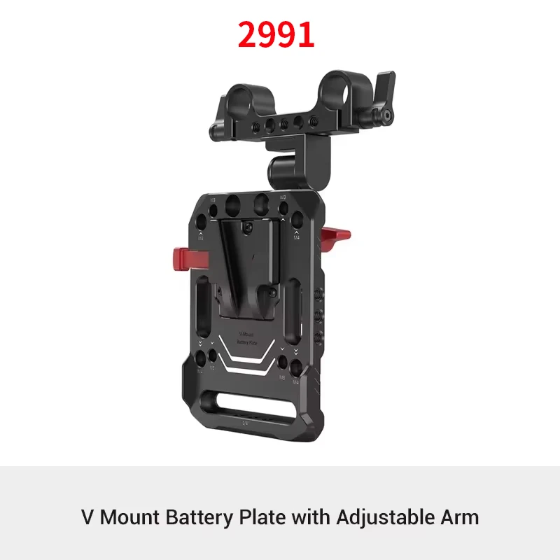 SmallRig V-MOUNT batterijplaat met verstelbare arm en 15MM staafklem, standaard V-Lock batterijplaatadapter voor voeding