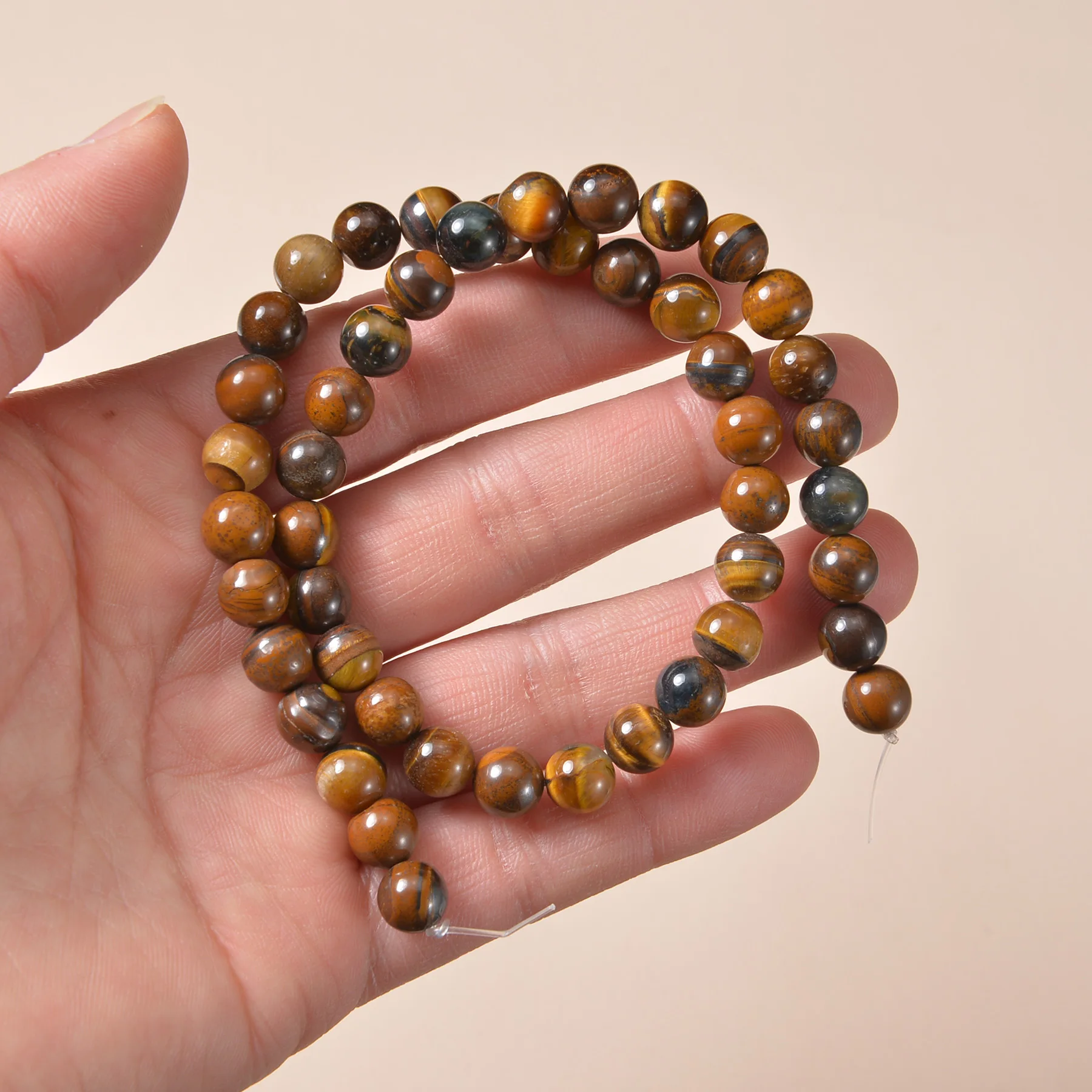 Natural Yellow Red Tiger Eye Stone Beads Round Loose Spacer Bead for Jewelry Making Necklace Bracelet Earrings Accessories