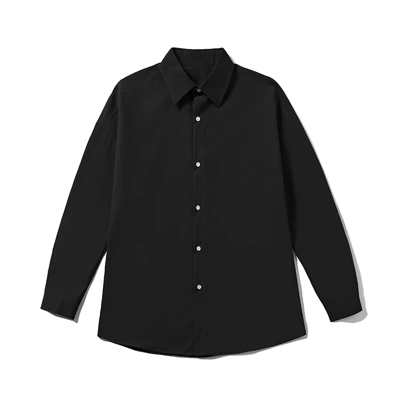 2023 Spring Simple Black Long Sleeve Shirts Men Korean Mens Harajuku White Oversized Shirt Male Button Up Shirts Blouses 5XL-M