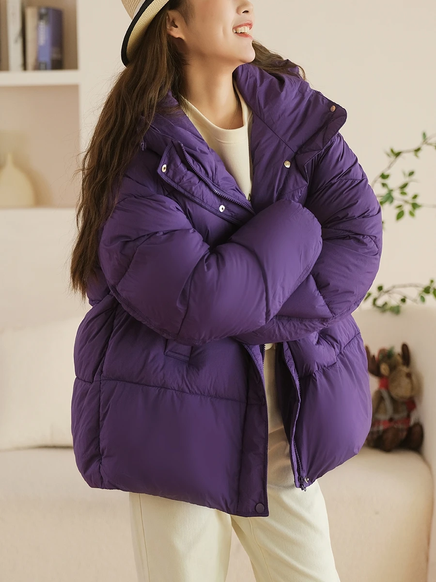 

Women's Winter Jacket Duck Down Coat Warm Soft Puffer Jackets Female Hooded Parkas New Female Fashionable Outerwear T114