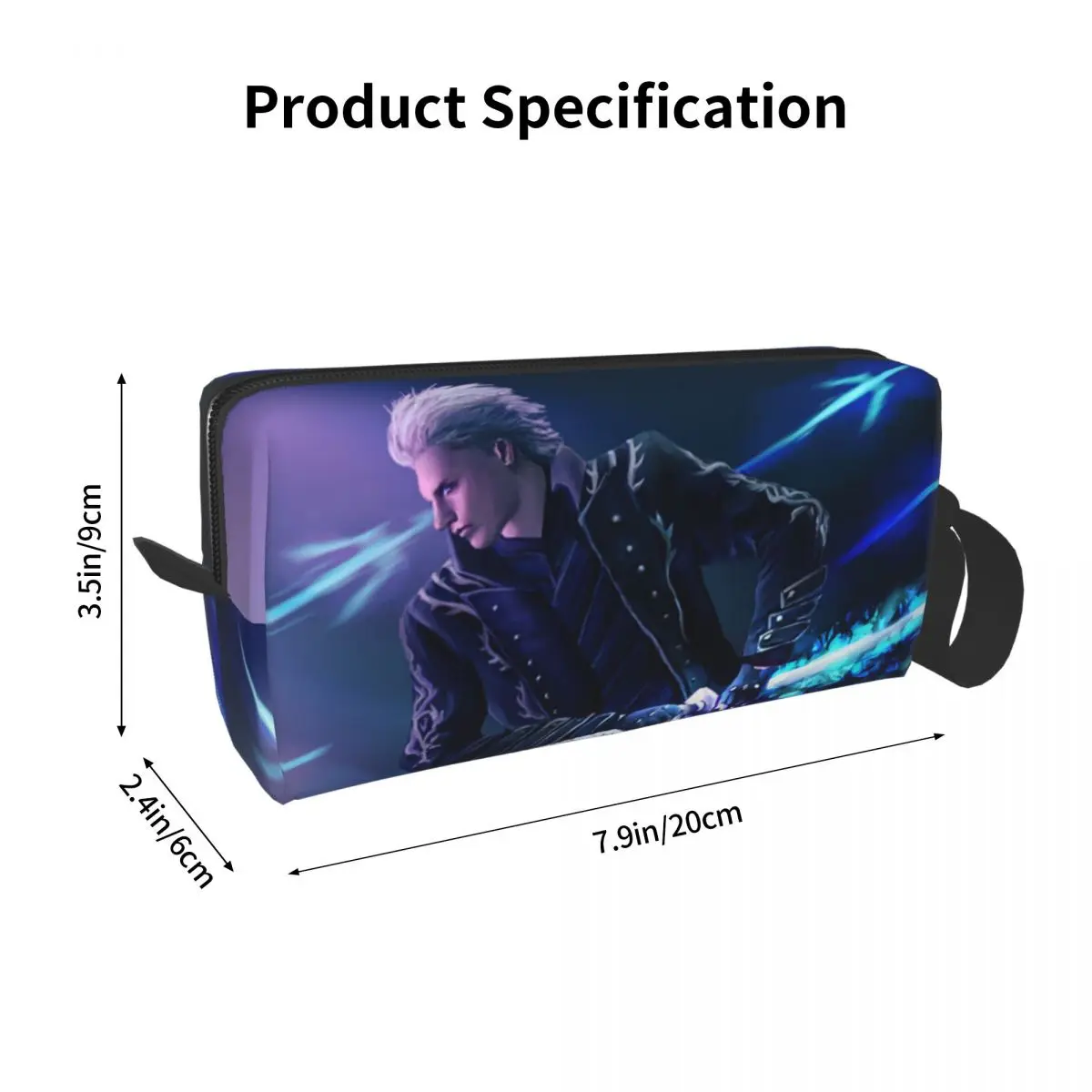 Vergil From The Devil May Cry Series Makeup Bag Cosmetic Organizer Storage Dopp Kit Toiletry for Women Beauty Travel Pencil Case