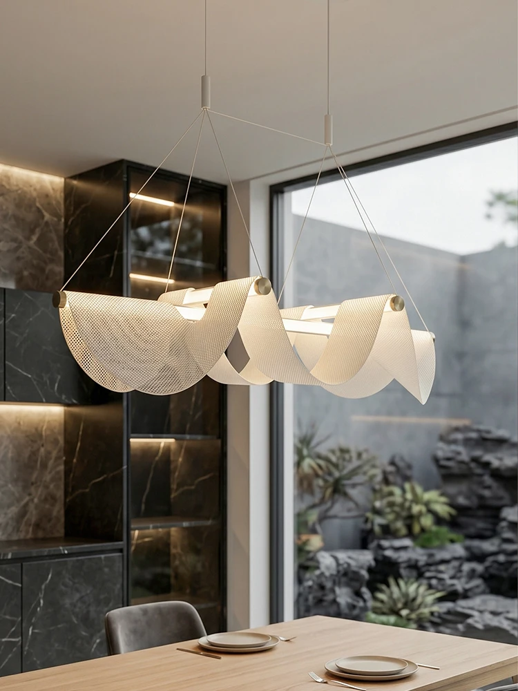 Minimal Idea  White Ocean Wave Modern Art Dining Room Ceiling Chandeliers Designer Villa Bedroom light Trendy Bar Hanging Lamp
