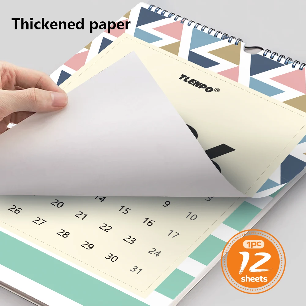 

1 шт. Настенный календарь с геометрическим узором на 2026 — геометрическая тема, 12 разных дизайнов, подходит в подарок на дни рождения, Рождество