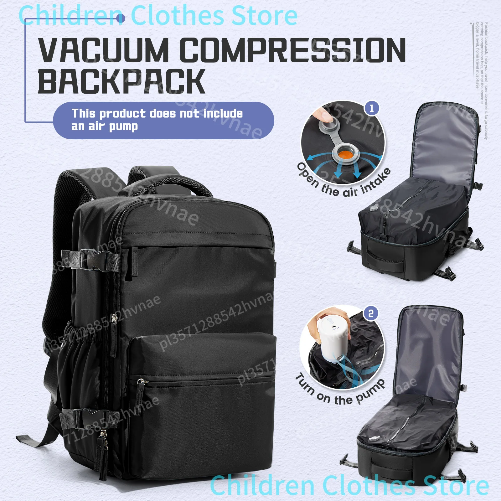 Sac à dos à compression sous vide pour hommes, sac à dos pour ordinateur portable 15,6 pouces, sac à dos de voyage sous vide pour randonnée, sac à dos Ryanair 40x20x25, sac de cabine