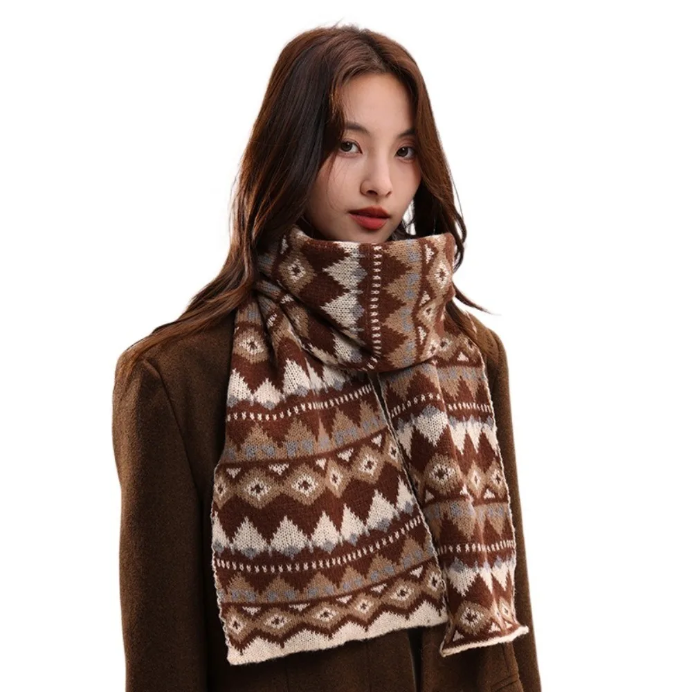 Sciarpe lavorate a maglia invernali jacquard moda Sciarpa da donna in stile coreano addensata Antivento Mantieni caldi fazzoletti di lana da uomo