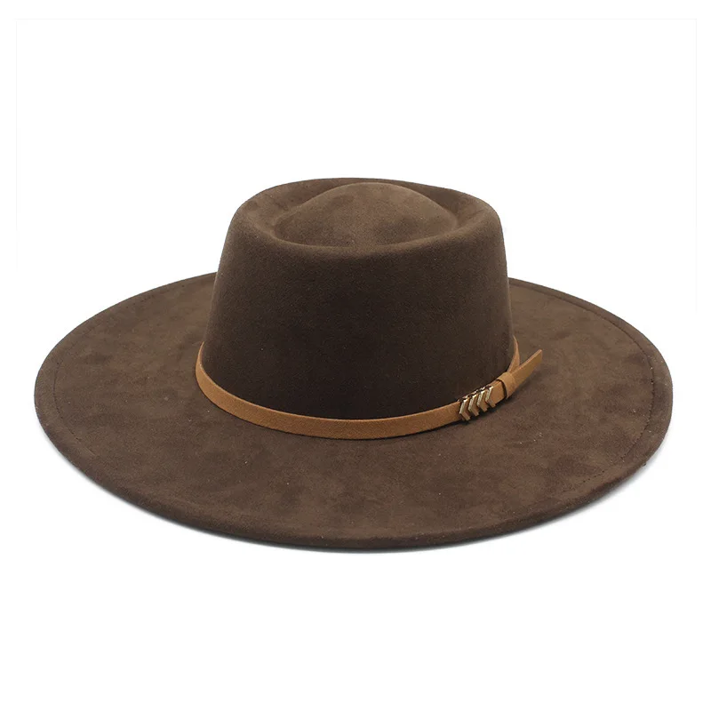 Autumn And Winter New Fashionable Simple Circular Suede For Women, Concave Shaped Tourist Felt Top Hat