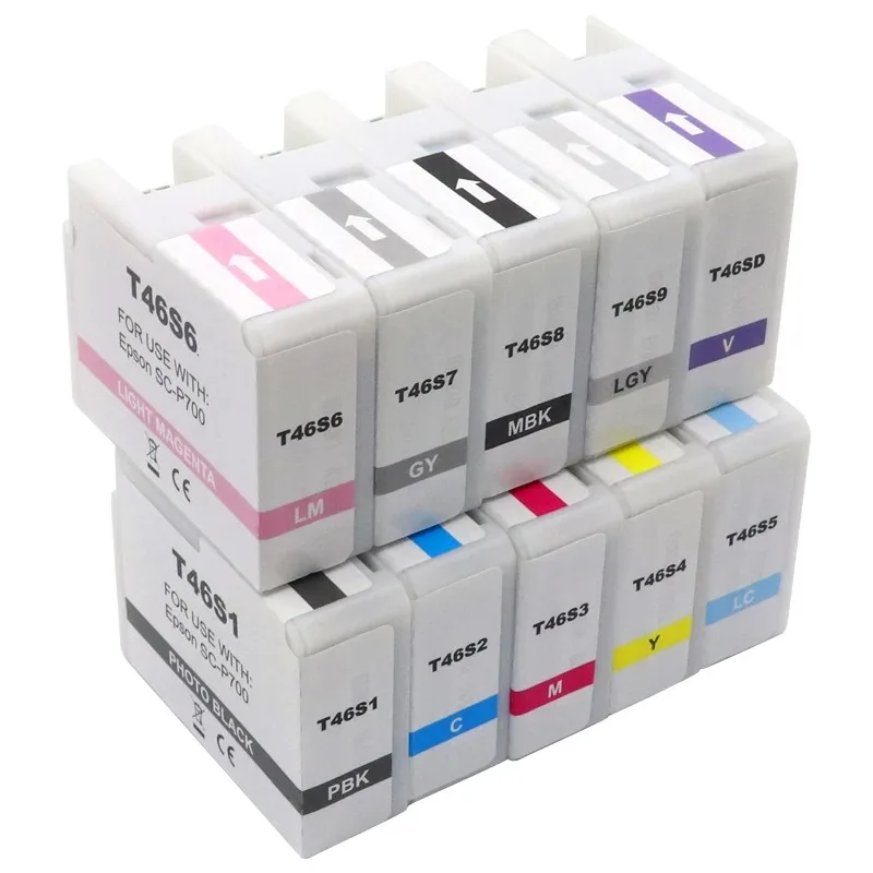 T46S T46S1 T46S2 T46S3 T46S4 T46S5 T46S8 T46SD Premium Color Compatible Stable Chip Ink Cartridge for Epson SC P700 Printer