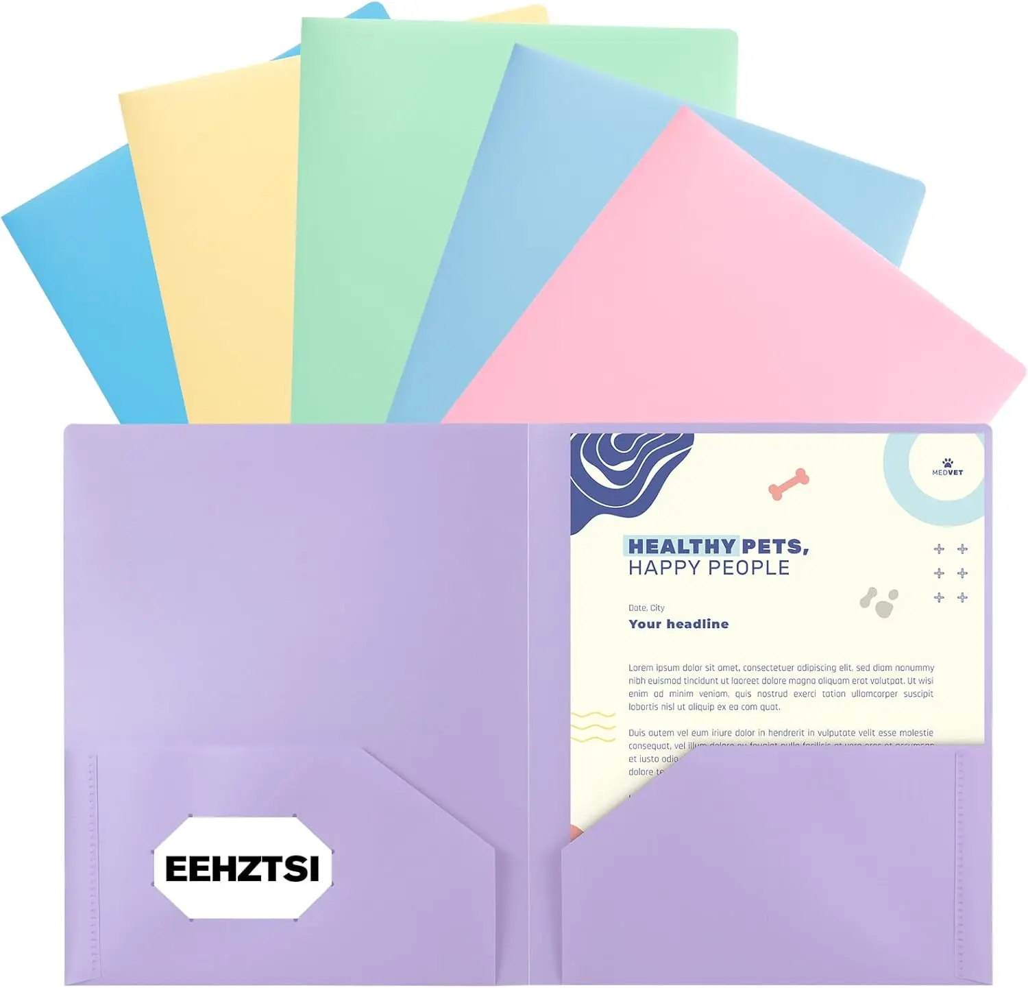 

Набор из 6 пастельных пластиковых папок с карманами, вмещает бумагу формата US Letter, для школы, офиса и домашнего использования