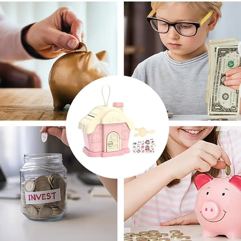 House Shaped Piggy Bank Children's Toys Cartoon Coin Money Pot Kids Money Saving Box House Shape