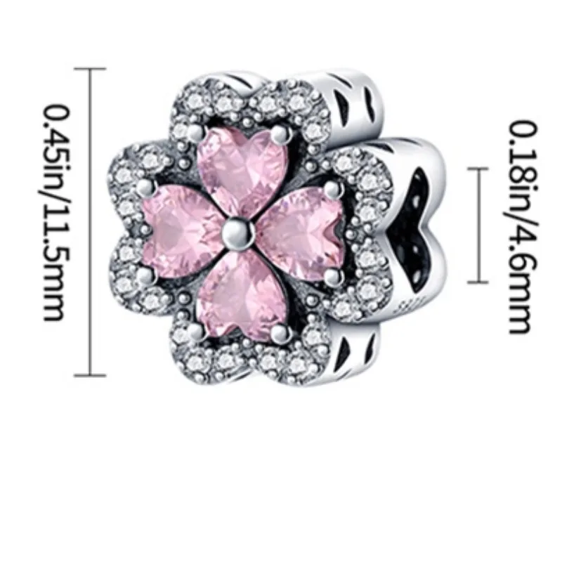 خرزة البرسيم من الفضة الإسترليني عيار 925 على شكل قلب، مناسبة لتصميم شخصي لسلاسل المجوهرات، كهدية للنساء