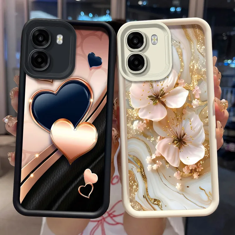 Capa de telefone para OPPO A6x 4G 5G/A6t 4G 5G/A6k 4G, capa de silicone à prova de choque, design exclusivo, capa preta com laço, capa de silicone macia