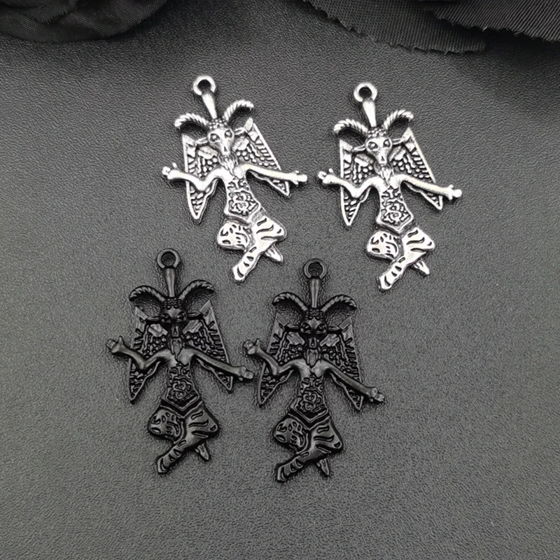 5 pezzi 3D Gothic Baphomet pendenti, ciondolo satana, impronta satanica, lucifero, Halloween adatto per accessori gioielli fatti a mano fai da te