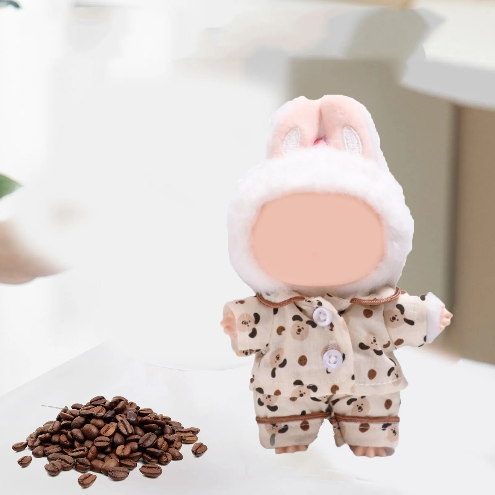 

For Cute Labubu Clothes + Pants Puppy Pajamas Set 17cm Creative Dressing Two-piece Labubu Doll Accessories (Doll Not Included)