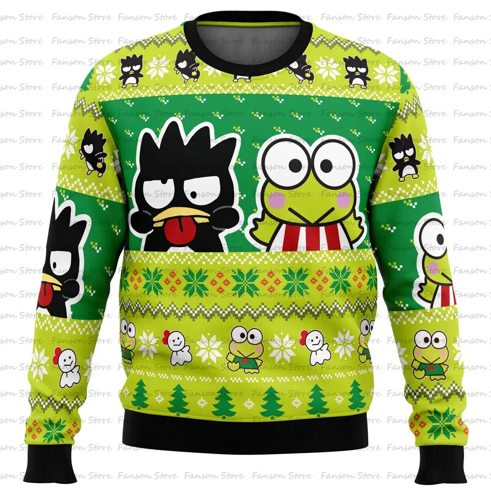 Danemark tz Maru et Keroppi Sanurgente Pull de Noël pour hommes et femmes, Sweat à capuche Anime Cartoon, Y-Fashion, Sweat-shirt