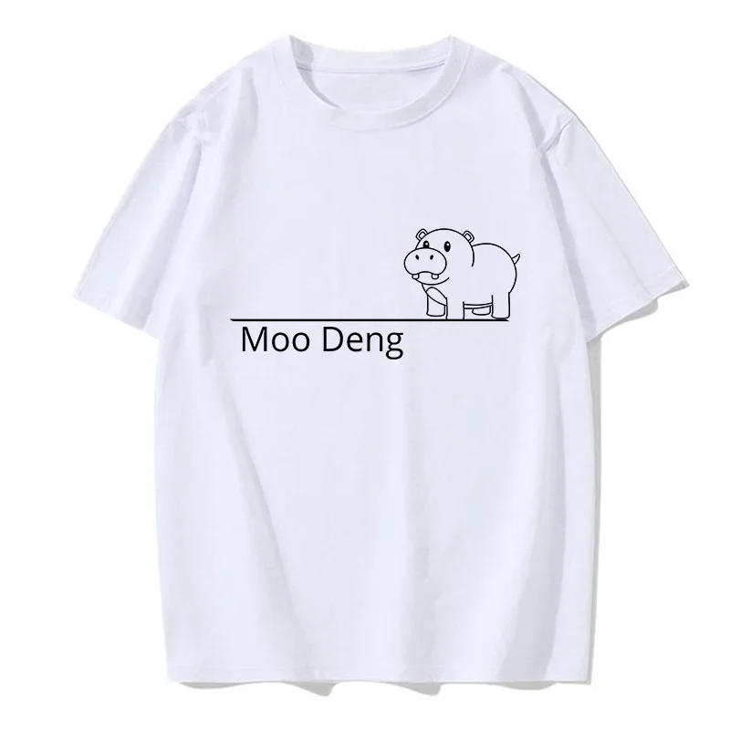 Funny Baby Hippo Moo Deng Tshirt Kawaii Cartoon T Shirt Harajuku Y2k Tees Tops Men Women Fashion EU Szie T-shirt Mange Clothes