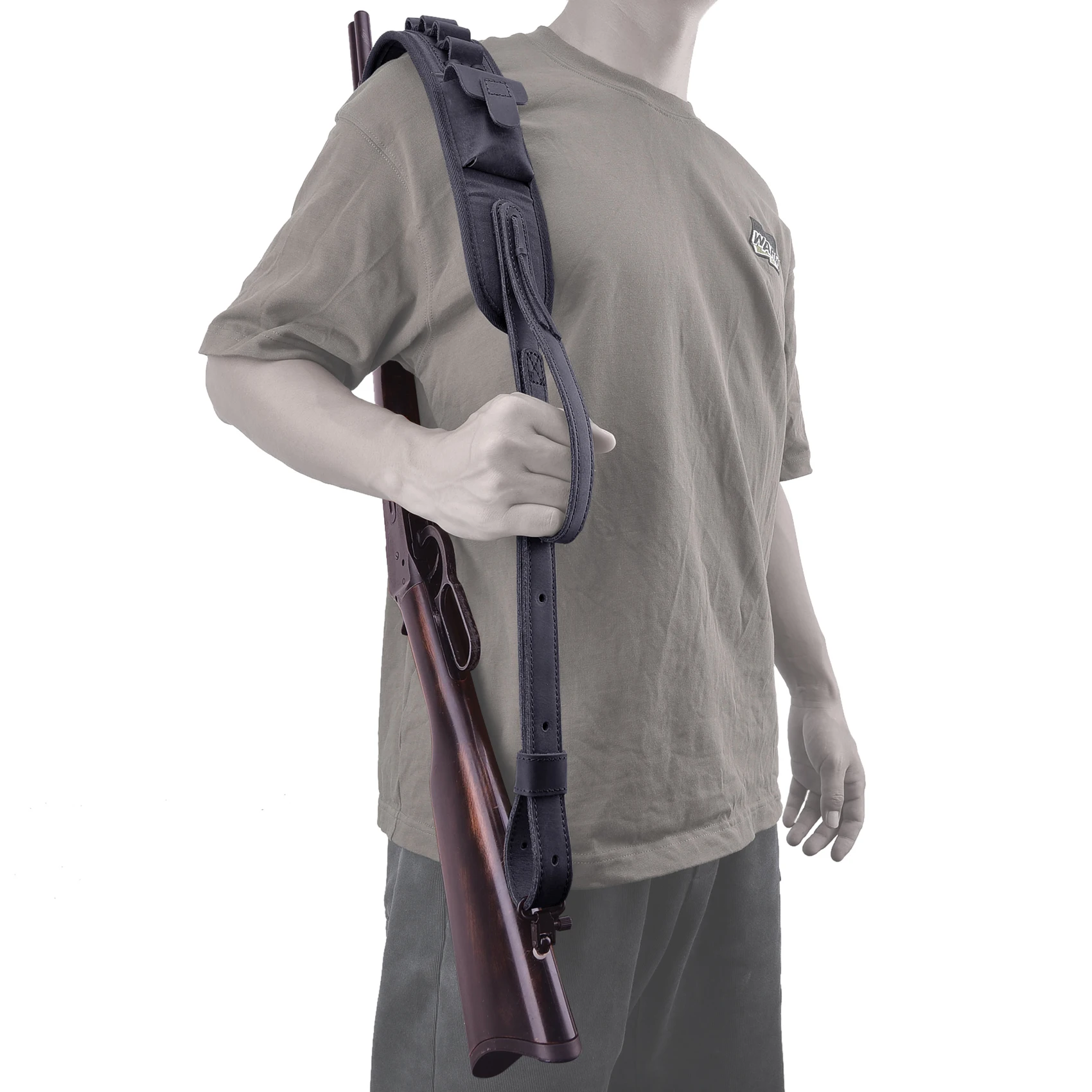 Leather Canvas Rifle Shotgun Carry Strap Ammo Sling Adjustable Gun Belt For Hunting Shooting .308 .22LR 12/16/20GA .357 30/30