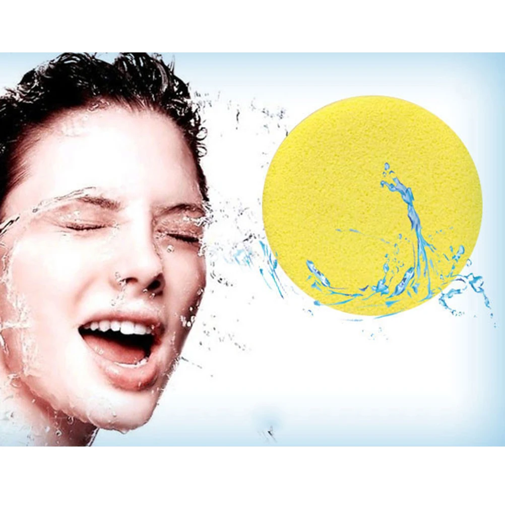 

48pcs Compressed Facial Sponge Cleansing Puff Deep Cleaning Dry Skin Portable Face Washing Pad Yellow Travel Size