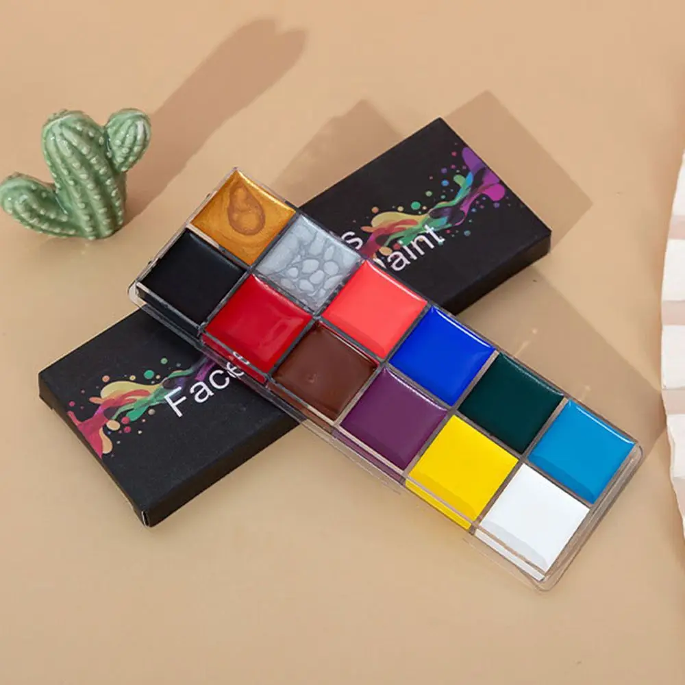 12 Colors Party Painting Palette Clown Tattoo Beauty Pigment Body Art Painting Halloween Makeup Tool Face Body Oil Paints