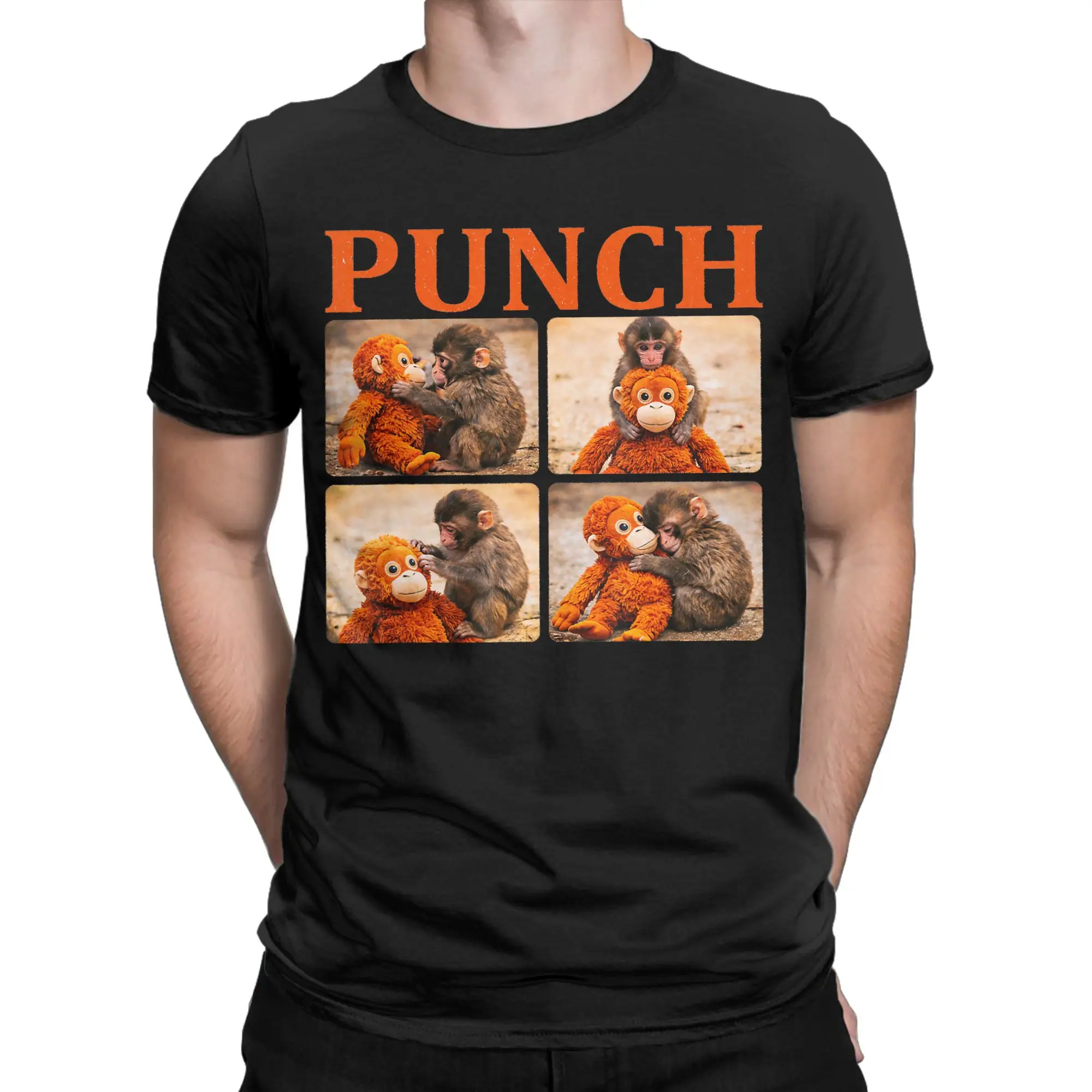 Men's Cute Monkey Punch  T Shirt  100% Cotton Clothes Funny Short Sleeve Round Collar Tees Summer T-Shirt