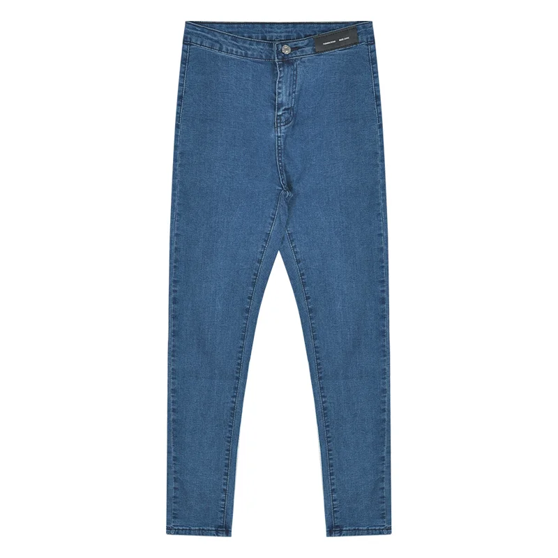 Jeans Vrouwen Hoge Taille Slim Fit Slanke Elastische Denim Broek 2023 En Najaar Nieuwe Casual Blauw Potlood Broek