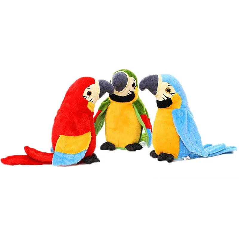 *Cute Electric Talking Parrot Plush Toy Speaking Record Repeats Waving Wings Electroni Bird Stuffed Plush Toy As Gift For Kids
