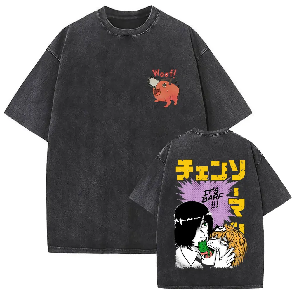 

Washed Vintage Anime Chainsaw Man Himeno Denji Graphic T-shirts Men Women Cartoon Funny T-shirt Male Fashion Oversized T Shirts