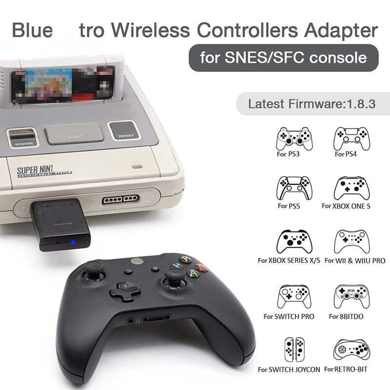 Substituição do adaptador para SNES, Bluetooth-compatível, SNES SFC Wireless Controller, Acessórios compatíveis com Bluetooth