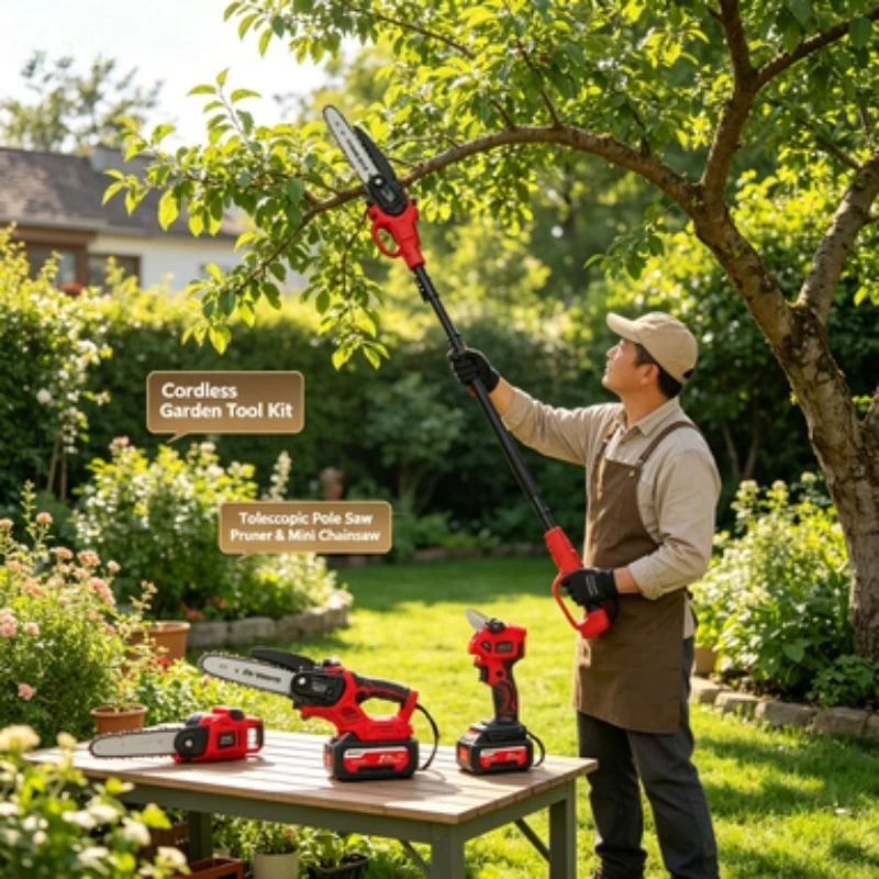 Pole Saw Cordless Telescopic - Draadloze elektrische takkenschaar en snoeischaarset, 21V