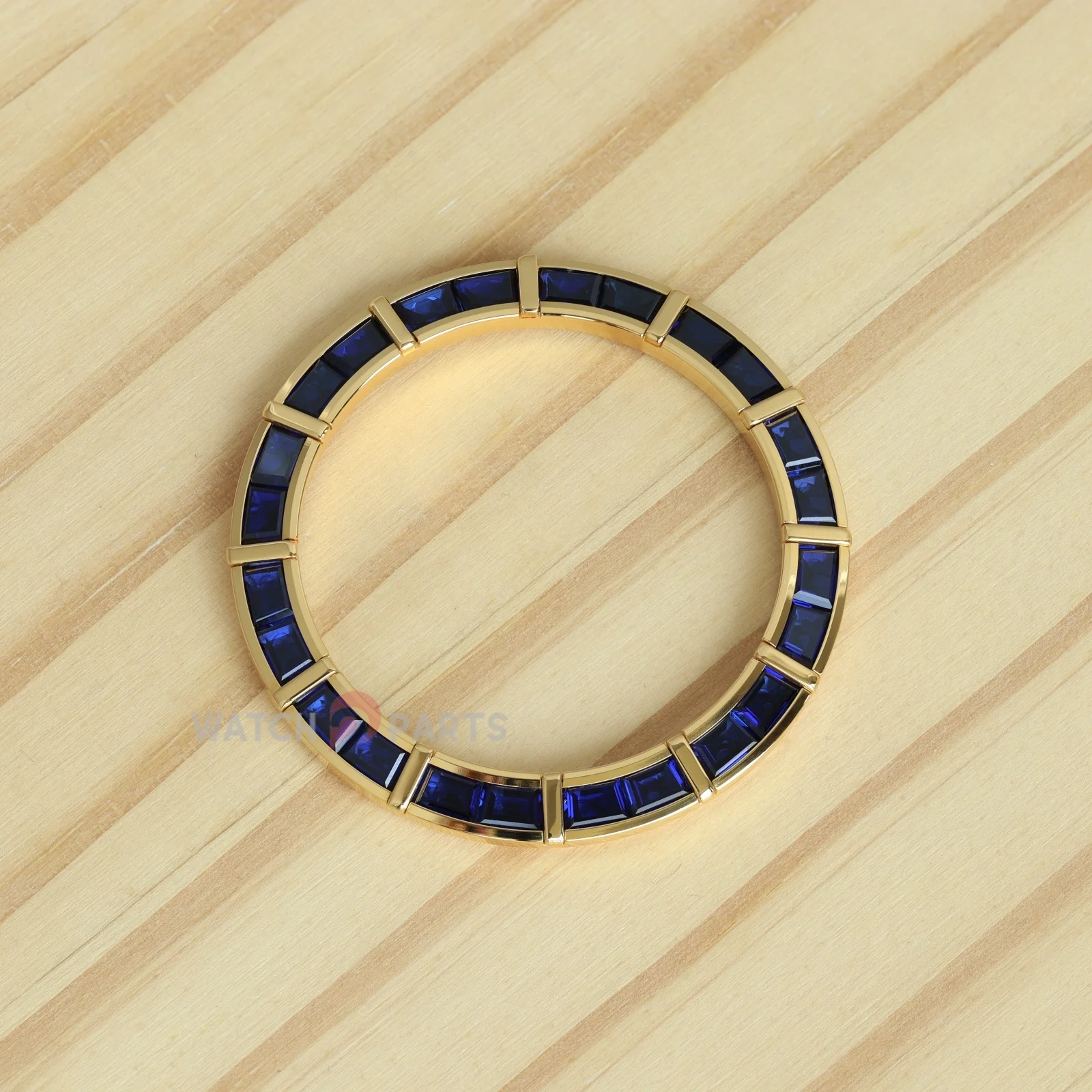 24 Baguette Synthetic Dark Blue Sapphire Diamond Gold Watch Bezel for Rolex Daytona 40mm Watch Gemstone Bezel