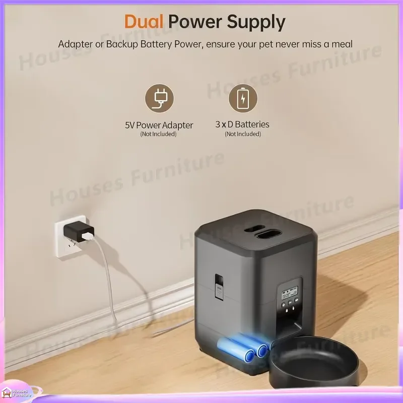 Automatic Pet Feeder 2L LCD Display Smart Dog Cat Feeder Portable Rechargeable Slow Feed Timer Programmable Food Dispenser