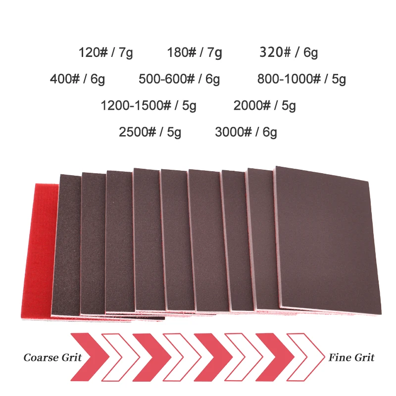 75 x 100 mm ultrafeine Nass-Trocken-Schleifschwammblöcke, 10/20 Stück, verschiedene Körnungen, 120–3000, waschbar, wiederverwendbar, zum Polieren von Schleifwerkzeugen – Detail 6