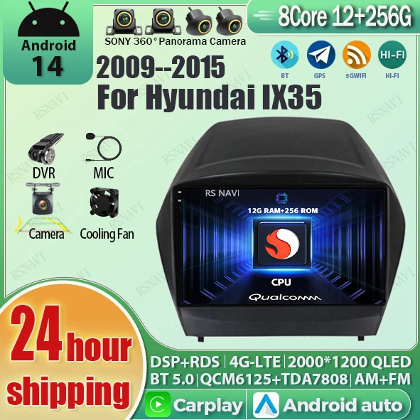 

Android 14 For Hyundai Tucson 2 LM IX35 2009-2015 2K QLED Stereo Car Radio Multimedia Video Player Bt AI Voice CarPlay Head Unit