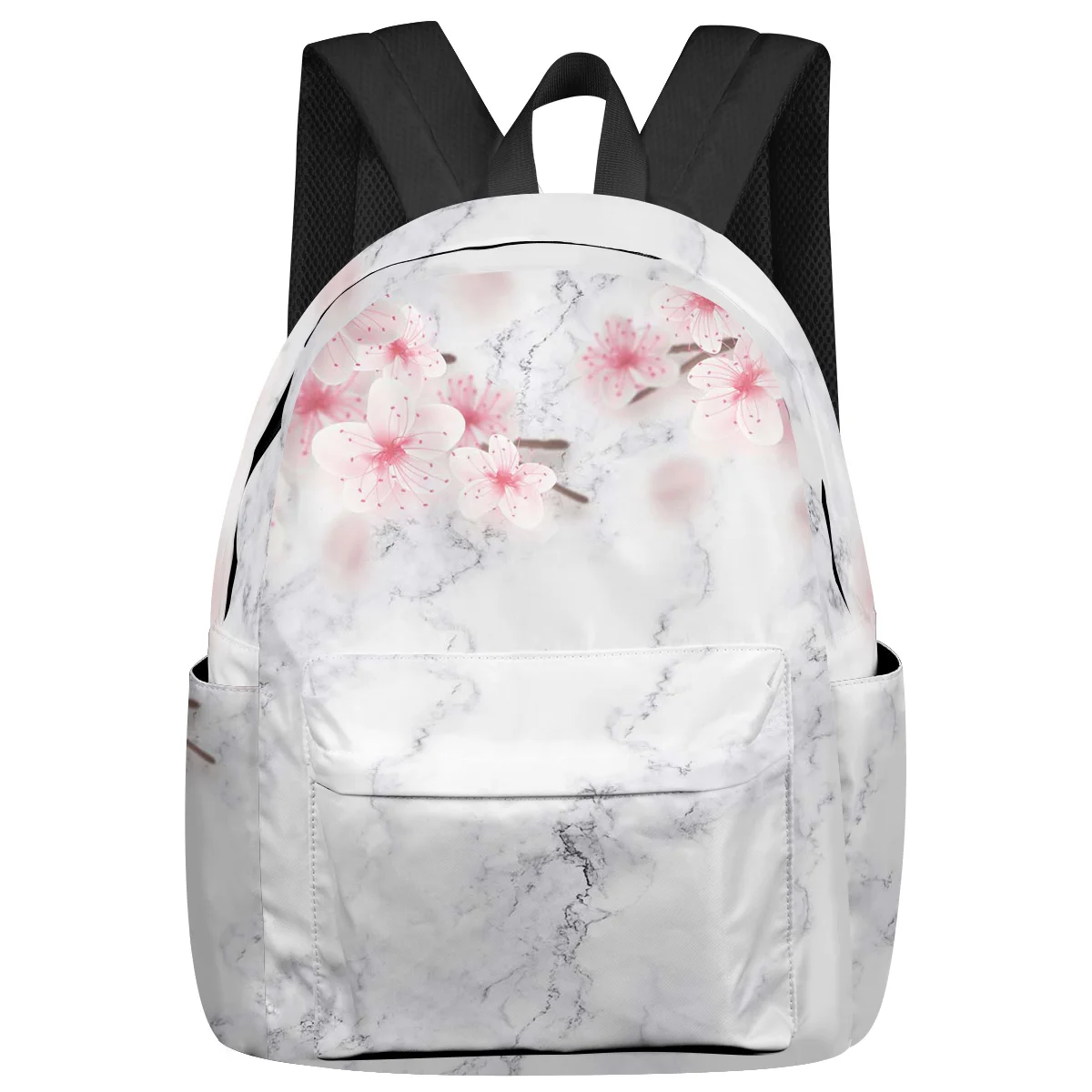 

Marble Flower Pink Student School Bags Laptop Custom Backpack For Men Women Female Travel Mochila