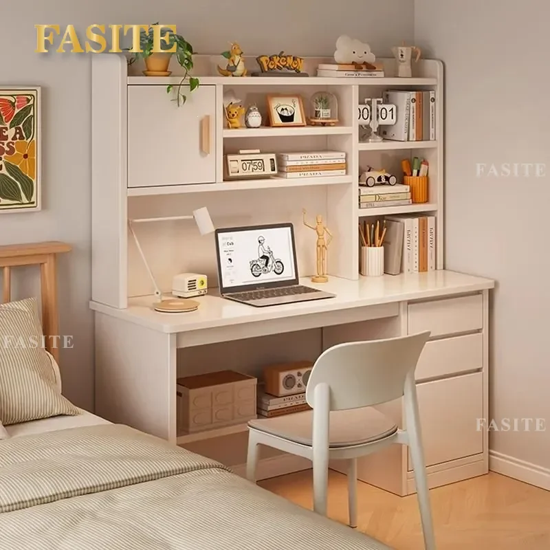 For Small Apartment Modern Integrated Writing Desk with Bookcase Simple Desktop Computer Table for Students Bedroom Home