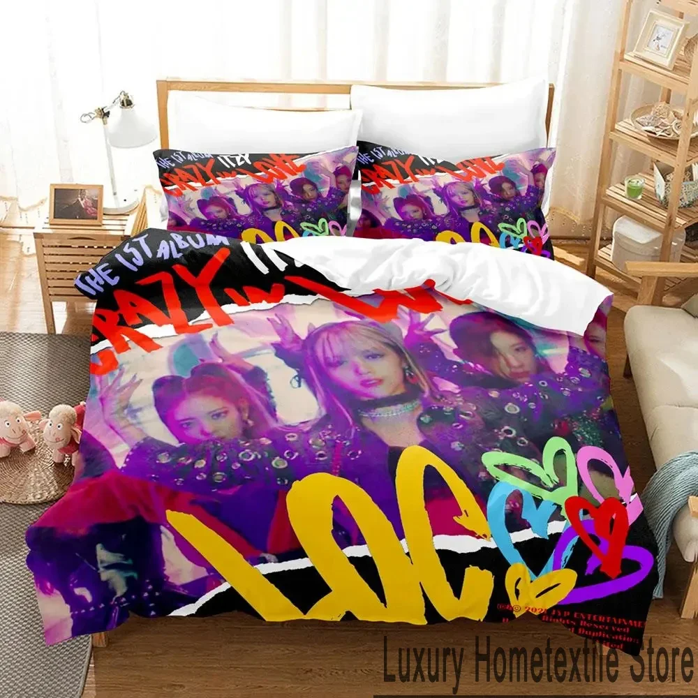 3D Print Korea ITZY LOCO Bedding Set Duvet Cover Bed Set Quilt Cover Pillowcase Comforter king Queen Size Boys Adult Bedding Set