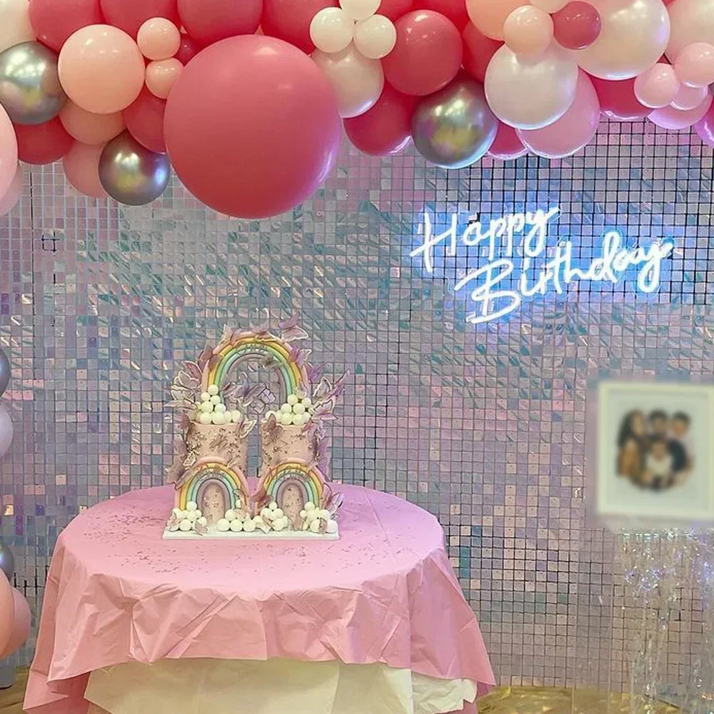 12/16/18 Stück sechseckige Pailletten-Hintergrundplatten für Hochzeit, Geburtstag, Party, Hintergrund, Wanddekoration, schimmernder Hintergrund, Vorhang, 30 x 30 cm – Detail 29