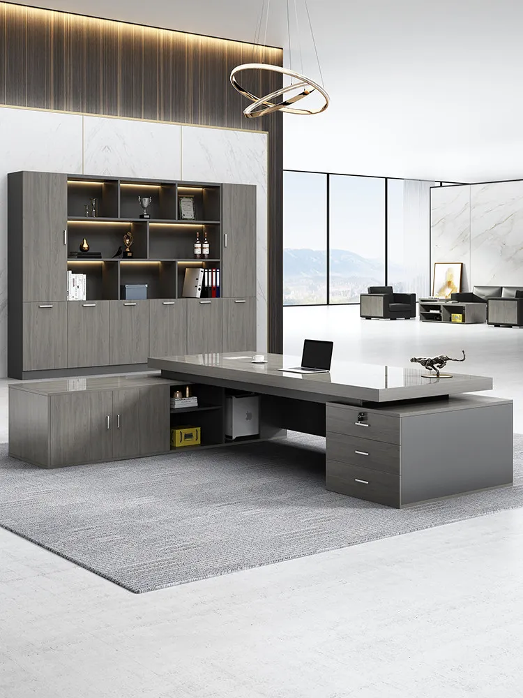 YJQ Double Cabinet Office Desk and Chair Combination Office Furniture Modern Simple Manager President Single Desk