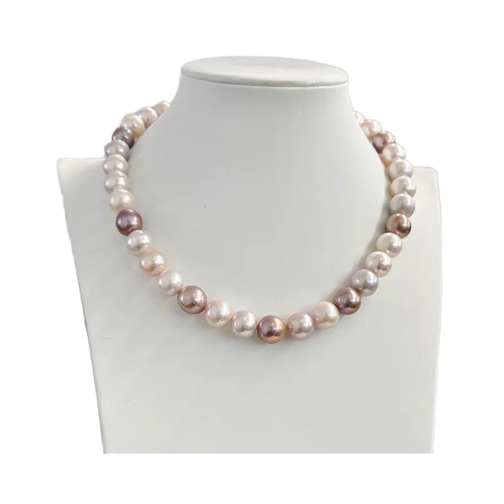 

10-11mm Silver AA-Level Freshwater Fancy Pearl Necklace With Diamond Charm Necklaces For Engagement And Anniversary