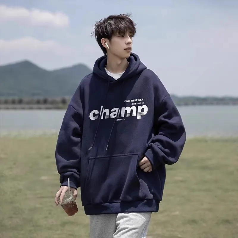 

Мужская очень теплая толстовка-худи оверсайз (300 г/м²) с флисовой подкладкой, утолщенная, осенне-зимняя, в американском стиле, от модного бренда