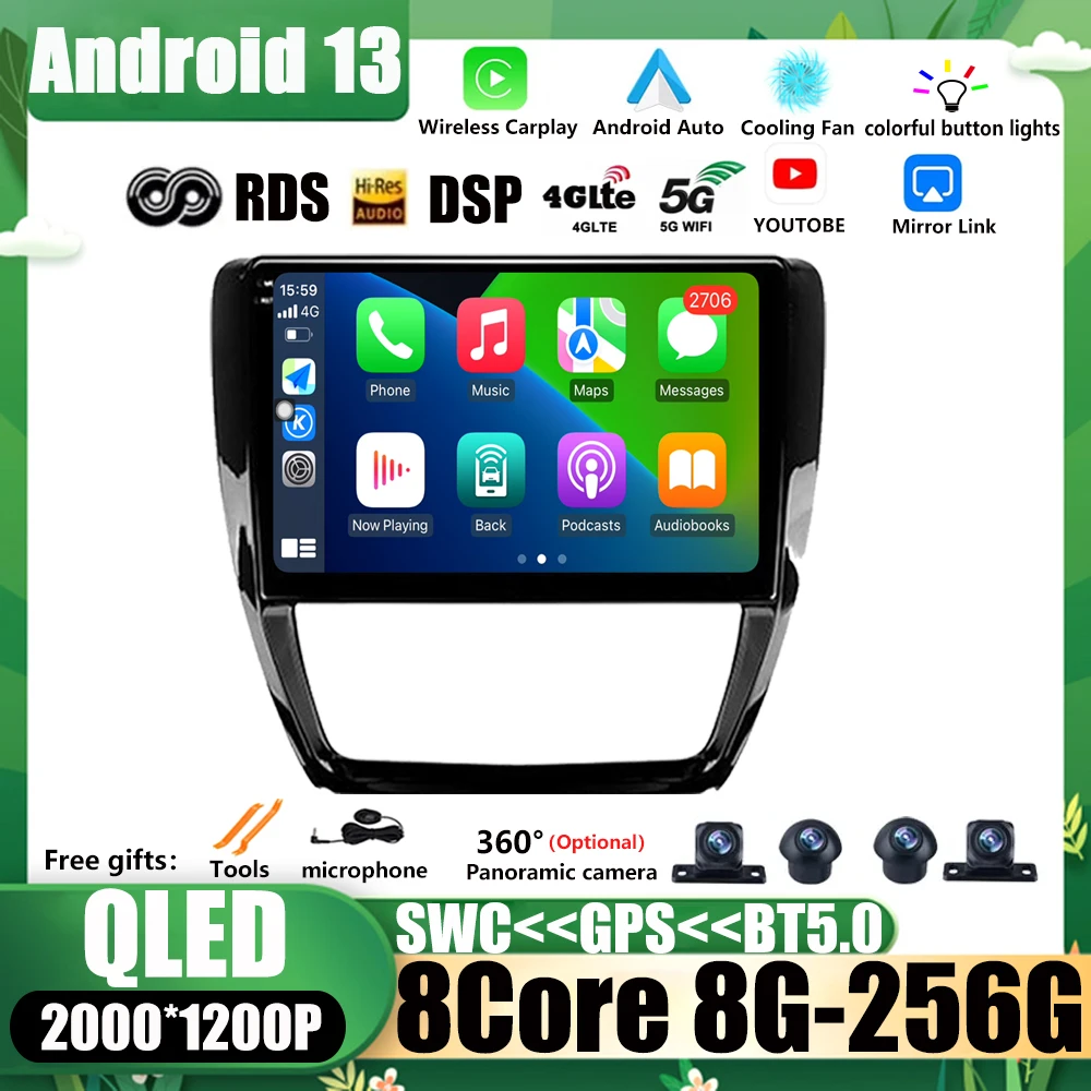 

For VW Volkswagen jetta 6 2011 - 2018 Car Radio Video 10.1 Inch Android 13 Autoradio WIFI Navigation GPS BT Multimedia Stereo