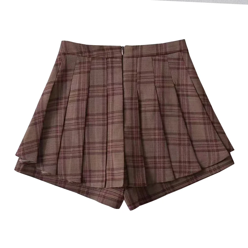 Autumn New Women's Golf Outdoor Shorts Interior Interlining Skirt Casual Versatile Retro Plaid Skirt Fashion pleated Short Skirt