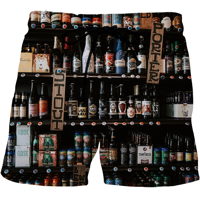 New Beer Graphic Shorts Men Summer Beach Short Pants Hawaii Beach Swimming Pants Trend Swim Trunks Women Kid Cool Ice Shorts