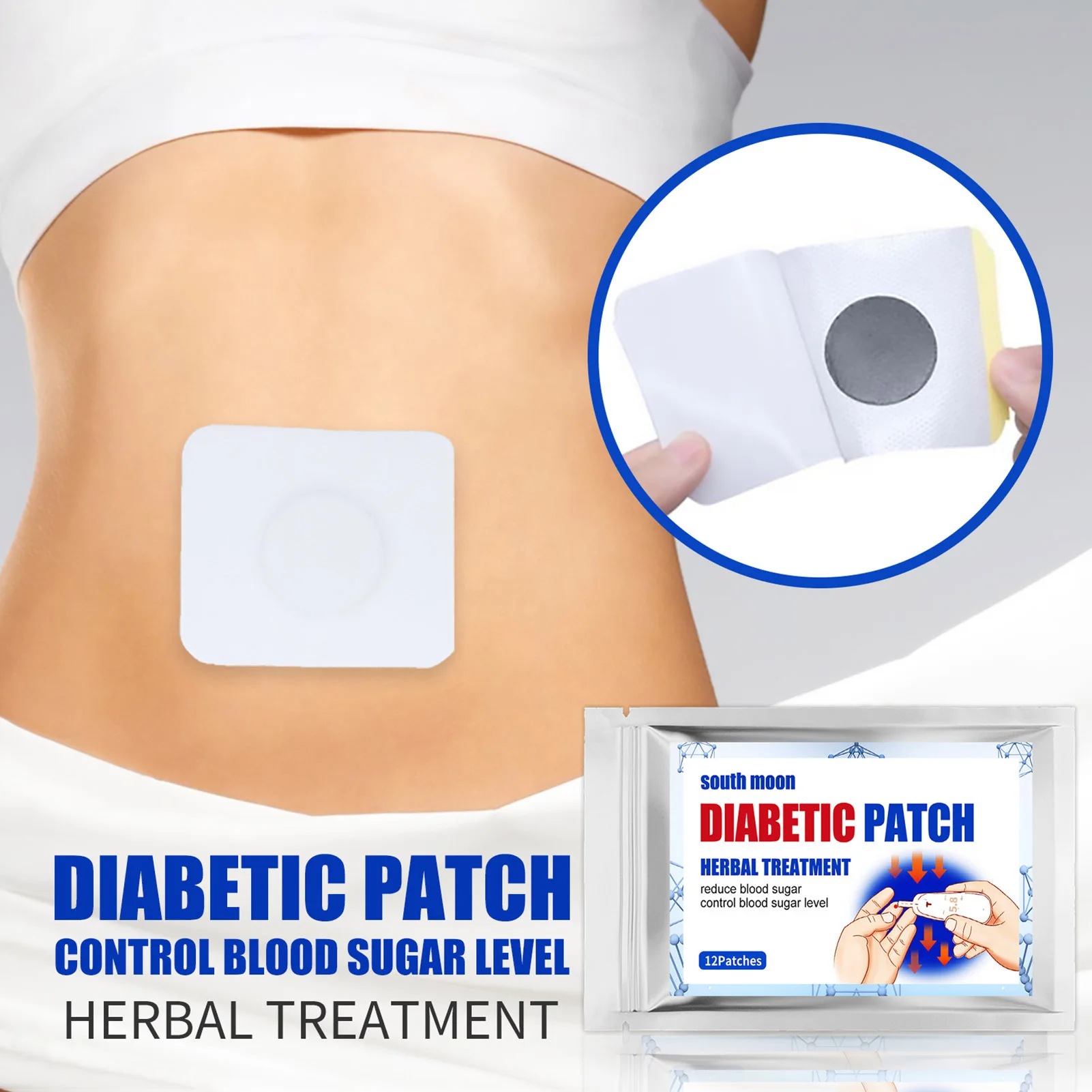 24Pcs Diabetic Belly Patch Control Sugar Diabetic Abdominal Care Patch Herbal Extract for Middle Age for Sedentary