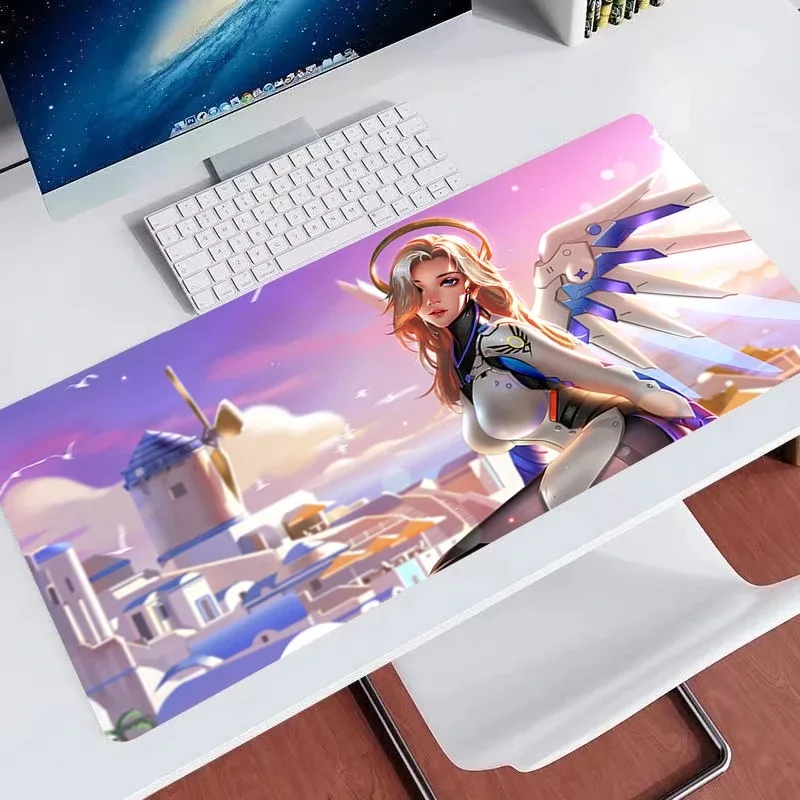 لوحة ماوس ألعاب كبيرة Overwatch هدايا الرحمة لوحات ماوس ناعمة وسادات مكتب للكمبيوتر لوحة المفاتيح الحصير الجدول البساط 900x400 لوحة ماوس الكمبيوتر
